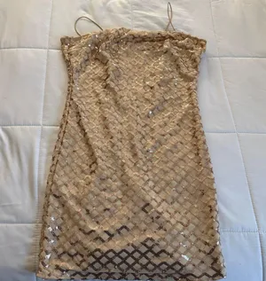PrettyLittleThing Gold Sequin Mini Dress thumbnail 1