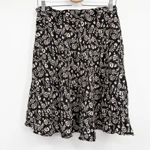 Ralph Lauren Womens Black Floral Rayon Cottagecore A-Line Wrap Midi Skirt 12 thumbnail 7