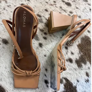 ALOHAS Cactus Heel In Camel Brown Size 40 US 9 Chunky Heel thumbnail 3