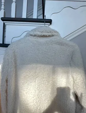 NWT Say What ? Fuzzy Ivory Sherpa Moto Jacket With Gold Zipper Size Small thumbnail 10