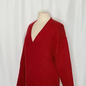 J. CREW Relaxed V Neck Pullover Sweater‎ Solid Red Merino Wool Alpaca Medium thumbnail 5