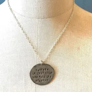 Tvp Courage is Fear That Has Said its Prayers Pewter pendant necklace thumbnail 2
