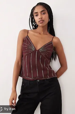 Abercrombie v-neck beaded cami thumbnail 1