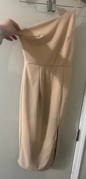 Perfection. Lulus Beige One Shoulder Dress XS Date Night thumbnail 9