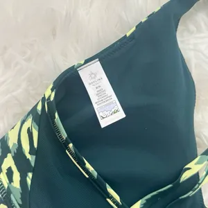 Offline By Aerie Goals Plunge Sports Bra Green Leopard Medium thumbnail 6
