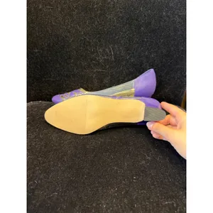 Annie Purple Clear Vinyl Scroll Embroidery Low Block Heel Pumps Womens‎ 7.5W thumbnail 5