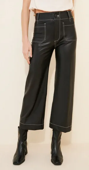 MAEVE The Colette Cropped Wide Leg Pants in Vegan Leather Size 27 thumbnail 1
