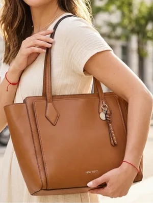 Nine West Cognac 3 compartment Tote with Charm Accent NWOT thumbnail 1