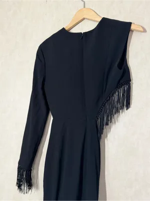 Misha Collection Women’s Lana Fringe Cutout Dress Cocktail Party in Black 4 thumbnail 7