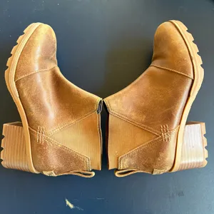 Sorel Cate Chelsea Tan Leather Chunky Heel Boots Pull On Western Waterproof 6.5 thumbnail 7