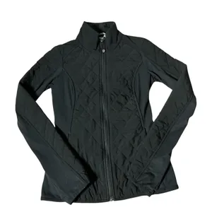 Athleta Black Quilted Full‎ Zip Jacket Mock Neck Performance XXS 138602-00 thumbnail 1