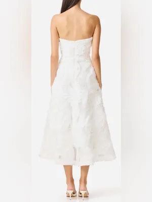 NEW Elliatt Asha 3-D Lace Strapless midi white dress sz XXL thumbnail 2