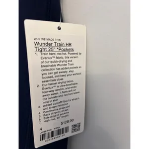 NWT Lululemon Wunder Train HR Tight 25" with Pockets size 4 25” True Navy thumbnail 3