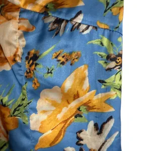 Nookie Simone Blue Floral Satin Asymmetrical Ruffled Cut Out Cocktail Dress L thumbnail 10