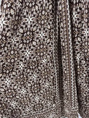 J. Jill Brown Cream Floral-Print Maxi Dress cross back casual boho layering L thumbnail 6