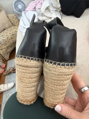 Marc Fisher Black Espadrille Wedge Sandals with Ankle Cuff thumbnail 2