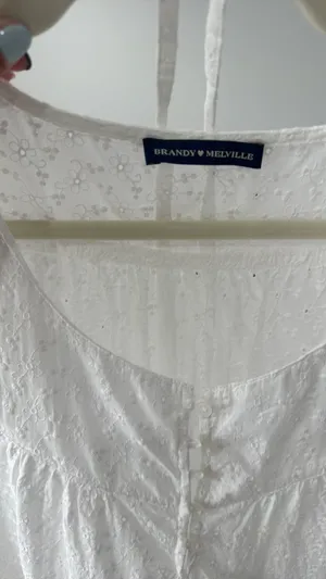 Brandy Melville White Embriodered Flower Dress thumbnail 3