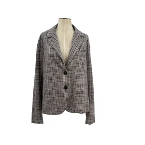 Free People Cali Plaid Blazer Jacket Gray Neutral Size Large‎ thumbnail 3