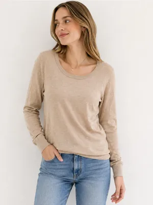 J.Crew Teddie Sweater Women Beige Tan Lightweight Crew Neck Long Sleeve thumbnail 2