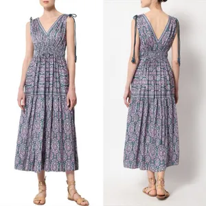 Joie Floral V-Neck Maxi Dress in Purple and Teal Size XL thumbnail 3