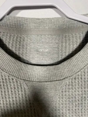 Aerie Womens Brooklyn Waffle Crewneck Sweatshirt Gray Xs Oversized thumbnail 4