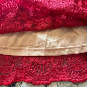 Red Lace Dress AUDINE Southern Fried Chics Antique Lace Western Boho Prom Sz M thumbnail 4