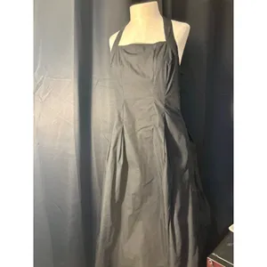 Black Halter Maxi Dress Square Neck Pleated‎ A-Line Gown with Pockets thumbnail 4