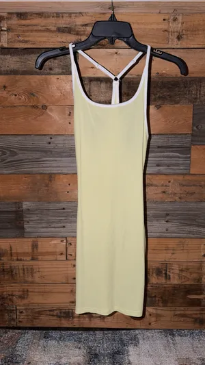 WHITE FOX XS Light Yellow Ribbed Sleeveless Bodycon Mini Dress thumbnail 3