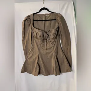 House of CB Carlina Mocha Long Sleeve Mini Dress Size Large thumbnail 6
