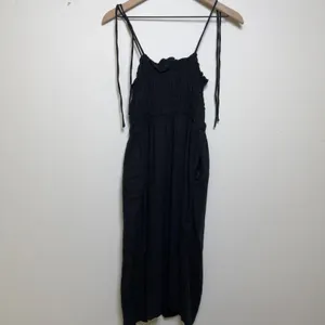 Universal‎ Thread Womens Linen Milkmaid Dress M Black Smocked Cottagecore thumbnail 6