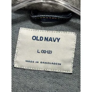 Old Navy Denim Short Jacket Juniors Size L (10-12) Hood‎ Pockets Button Up thumbnail 2