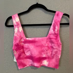 NWT Free People Movement Good Karma Bra crop Top Pink Tie Dye Size M/L thumbnail 9