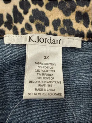 K Jordan 2pc Denim Set Plus Sz 3X Jacket 24W Jeans Leopard Rose Distressed Queen thumbnail 7