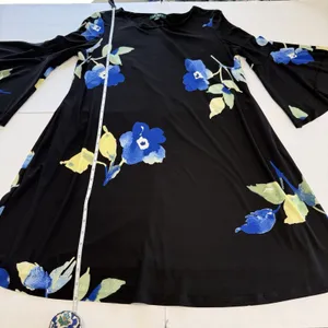 Ralph Lauren Blue Floral Bell‎ Sleeve Stretch Jersey Shift Dress Size 14 thumbnail 13