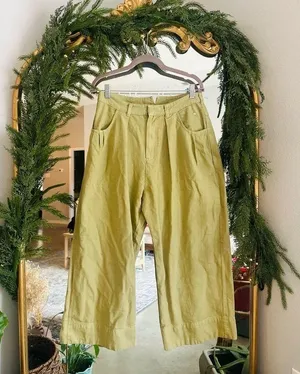 Free people green sweet talk chino line cotton pants 2 6 nwot thumbnail 2