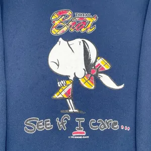 Vintage 90s 1995 Total Brat See If I Care Sweatshirt Navy Blue Crewneck Size XL thumbnail 4