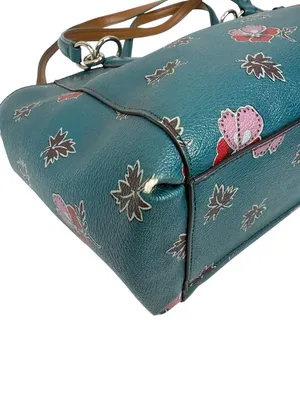Coach Christie Carryall Dark Teal Wildflower Crossbody Bag Purse thumbnail 9