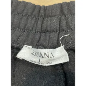 Zenana Black Fleece‑Lined Sweatpants Cotton Blend Size L Athleisure High Rise thumbnail 4