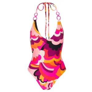 Trina Turk NWT WOMEN'S FAN FAIRE‎ TWIST BACK HALTER PLUNGE ONE PIECE SWIMSUIT thumbnail 8