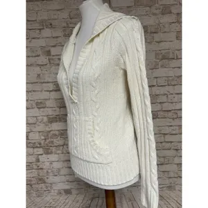 RARE VTG Y2K Aeropostale‎ Cable Knit Hooded Sweater Sz M Bella Swan Indie Mall thumbnail 3