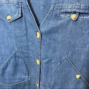 Vintage Orvis Denim Fly Fishing Vest Utility Cargo Button Front Medium Wash L thumbnail 3