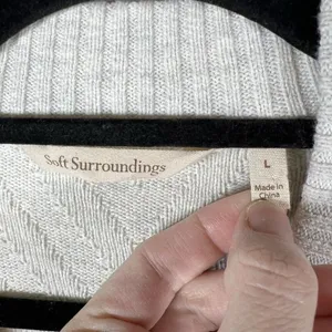 Soft Surroundings Vieux Carre Sweater Zipper Cardigan Womens Sz L Pockets‎ Gray thumbnail 7