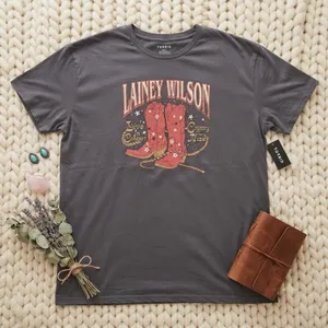 Torrid Lainey Wilson Oversized‎ Graphic Tunic Tee Vintage Gray Cowboy Boots L 12 thumbnail 1