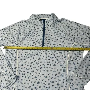 Peter Millar M 1/2 Zip Sun Shirt Light Blue Umbrella Print Golf Long Sleeve‎ thumbnail 8