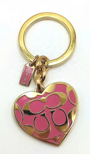 Coach Signature Fuschia Pink Keychain Keyfob NWOT thumbnail 1