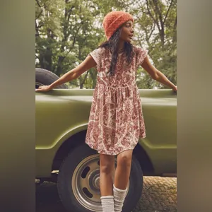 FREE PEOPLE ALL THE TIME VELVET Mini Dress Size XS Extra Small Pink PETAL COMBO thumbnail 3