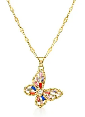 Women Zirconia Butterfly Stainless Steel Necklace thumbnail 1