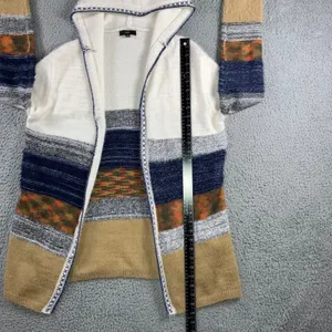 Fate Cardigan Sweater Women Medium Hooded Open Front Fuzzy Cozy Lagenlook‎ thumbnail 5