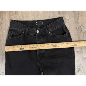 ASOS 100% Cotton Button Fly Straight Leg‎ Denim Jeans Sz. 28 X 31 Black Raw Hem thumbnail 6