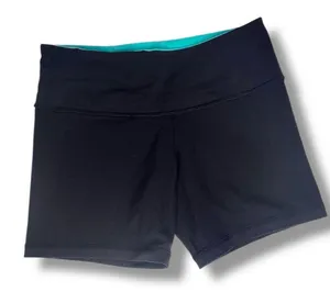 Lululemon Reversible Boogie Groove Short Full On Luon Teal Black Biker Shorts 4 thumbnail 2